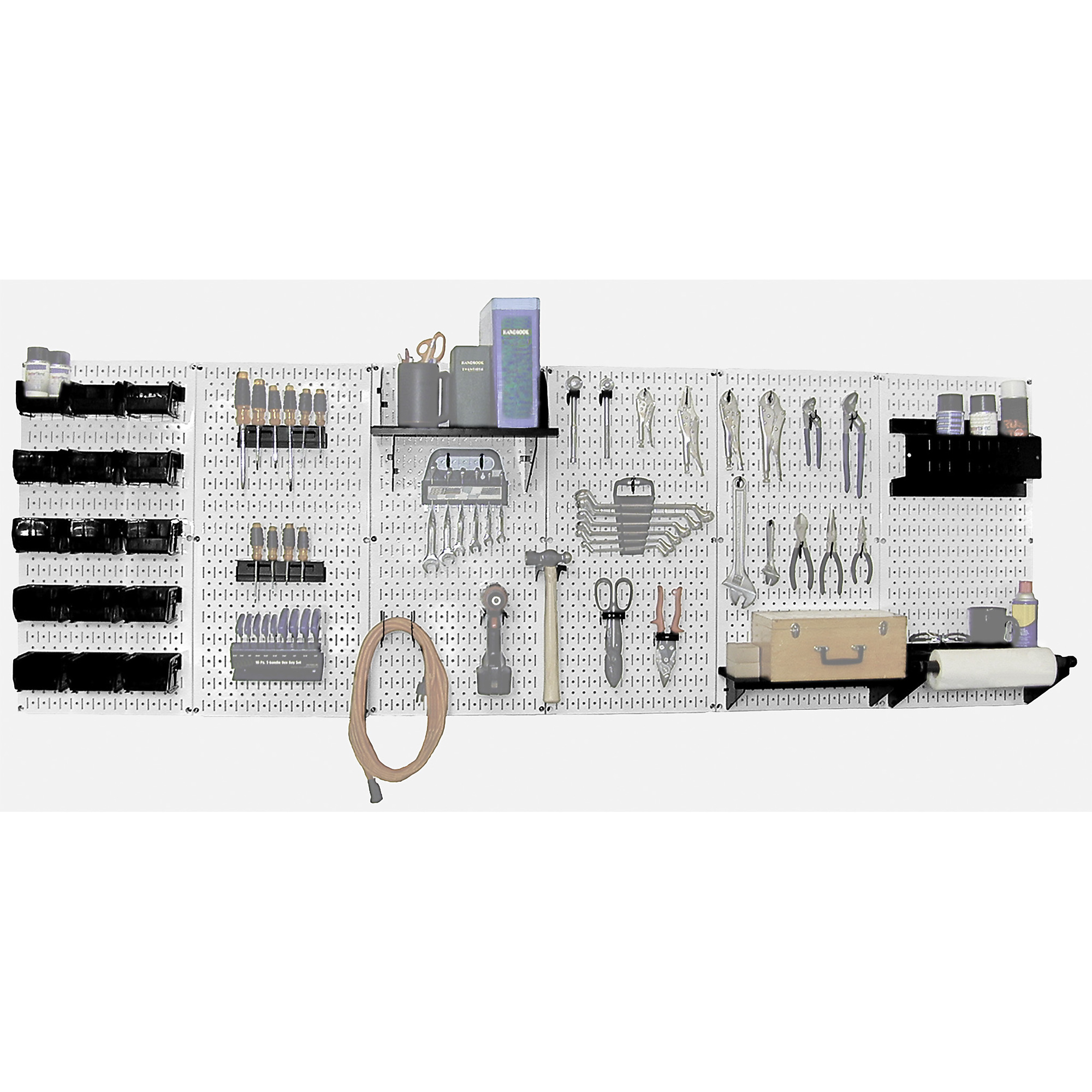 Wall Control Industrial Metal Pegboard Ultimate Workbench Kit — 8ft., 20-Ga. Steel, White Toolboard, Black Accessories, Model# 35IWRK-800-WB